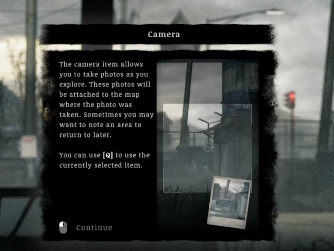 The camera tutorial explaining how photographs attach to the map.