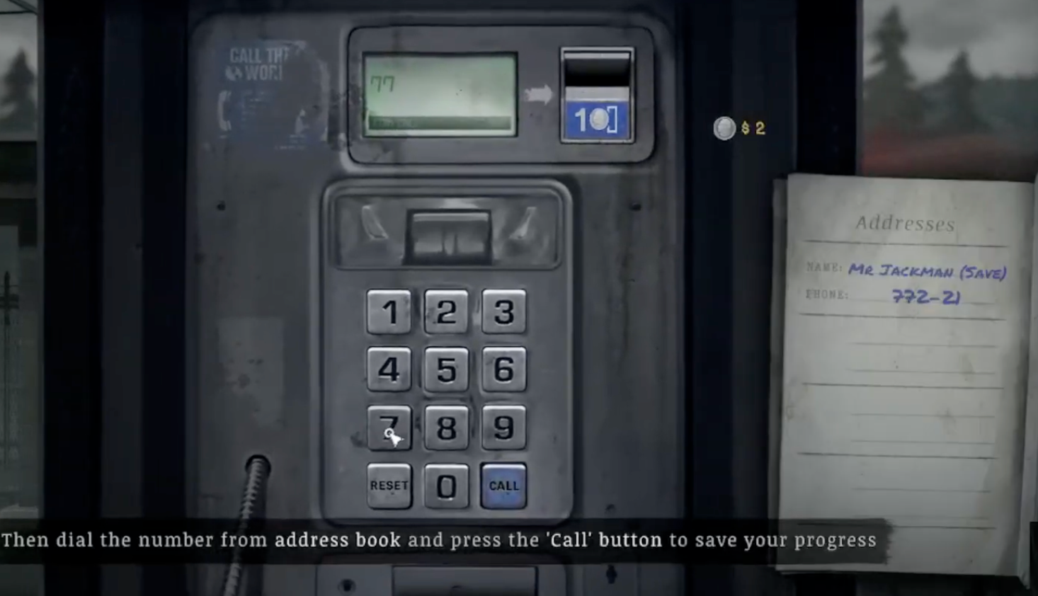 The payphone address book and tutorial explaining how to dial the save number.